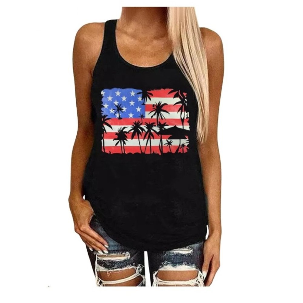 USA Flag Stars & Stripes Print Tank Top